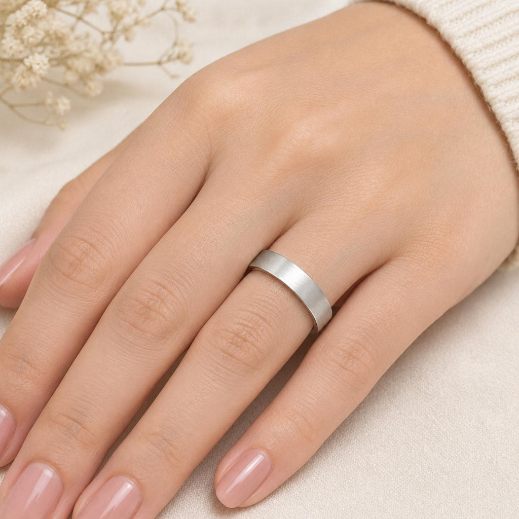 925 Sterling Silver Wide Textured Brushed Finish Band Ring