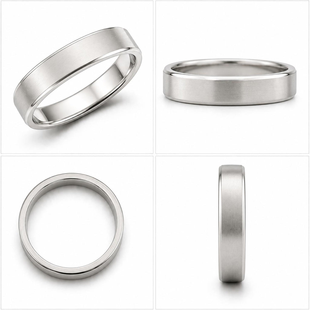 925 Sterling Silver Polished Edge Brushed Finish Band Ring