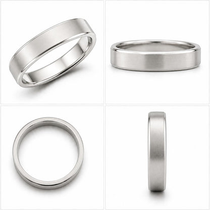Polished Edge Brushed Band Ring – 925 Sterling Silver