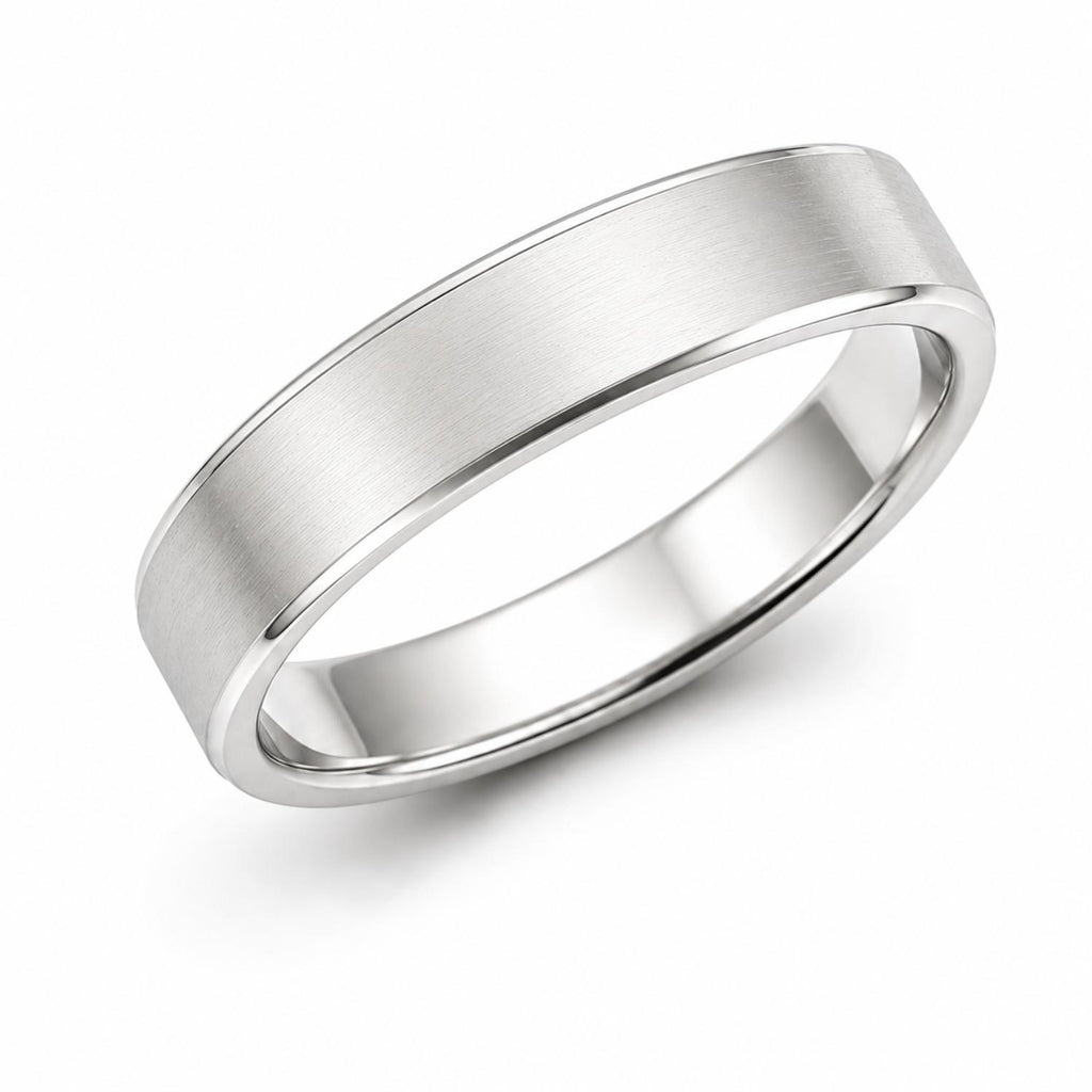 925 Sterling Silver Polished Edge Brushed Finish Band Ring