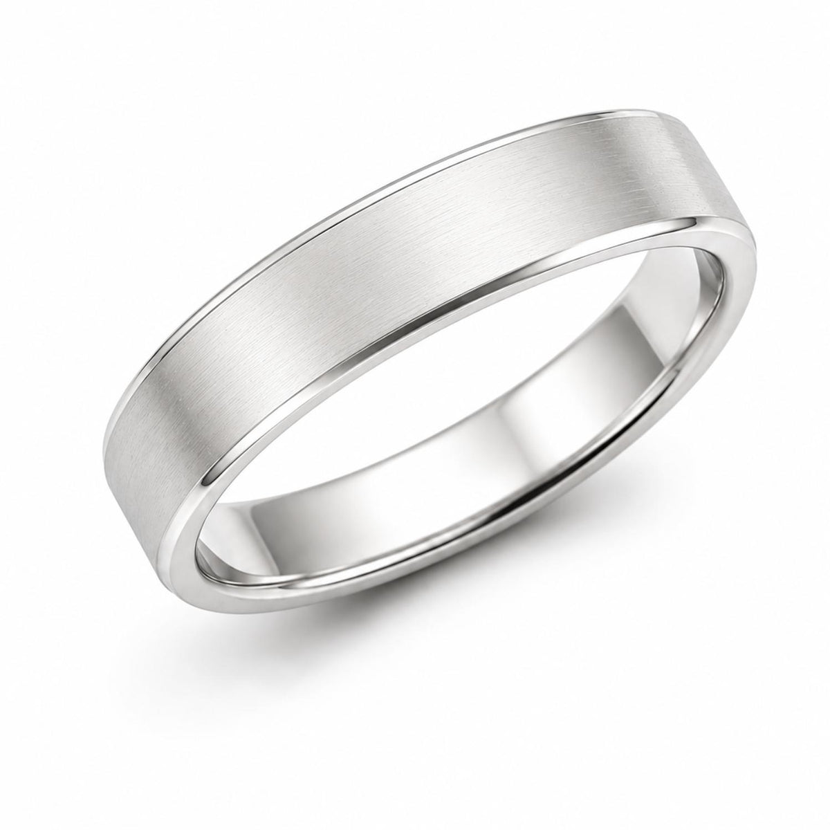 925 Sterling Silver Polished Edge Brushed Finish Band Ring