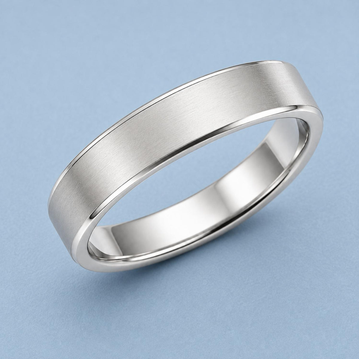 925 Sterling Silver Polished Edge Brushed Finish Band Ring