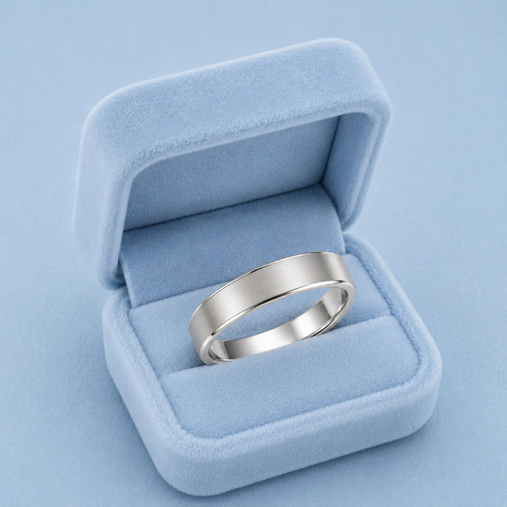 925 Sterling Silver Polished Edge Brushed Finish Band Ring