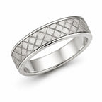 925 Sterling Silver Textured Wide Geometric Lattice Band Ring