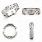 925 Sterling Silver Textured Wide Geometric Triangle Band Ring