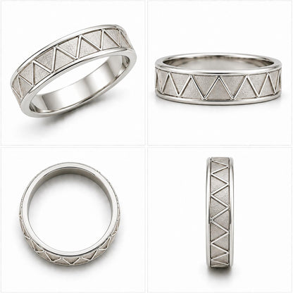 Wide Geometric Triangle Band Ring – 925 Sterling Silver
