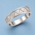 925 Sterling Silver Textured Wide Geometric Triangle Band Ring