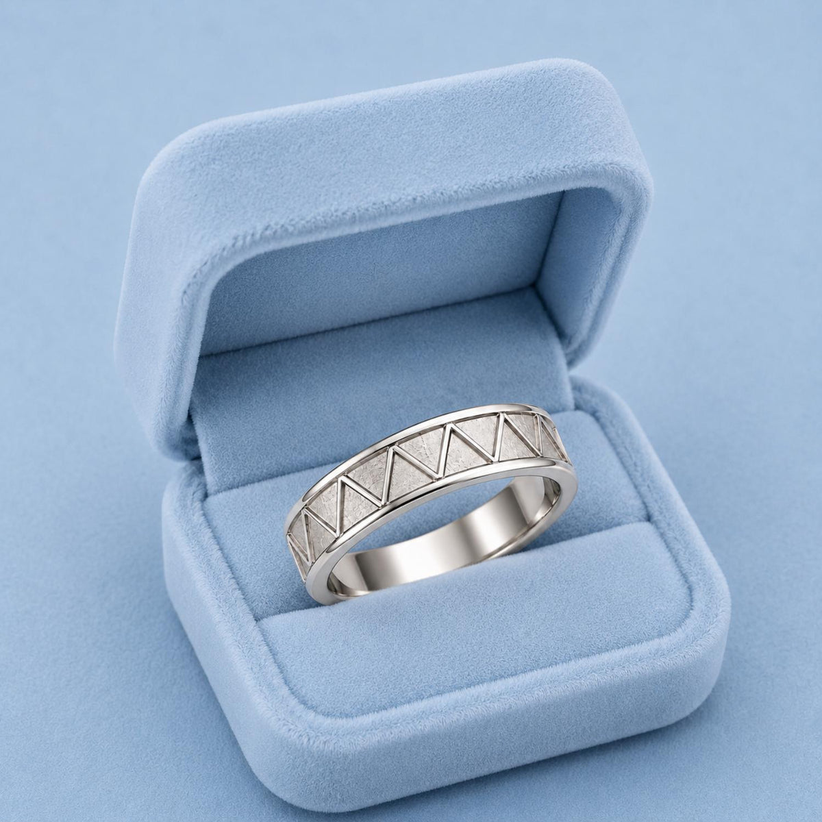925 Sterling Silver Textured Wide Geometric Triangle Band Ring