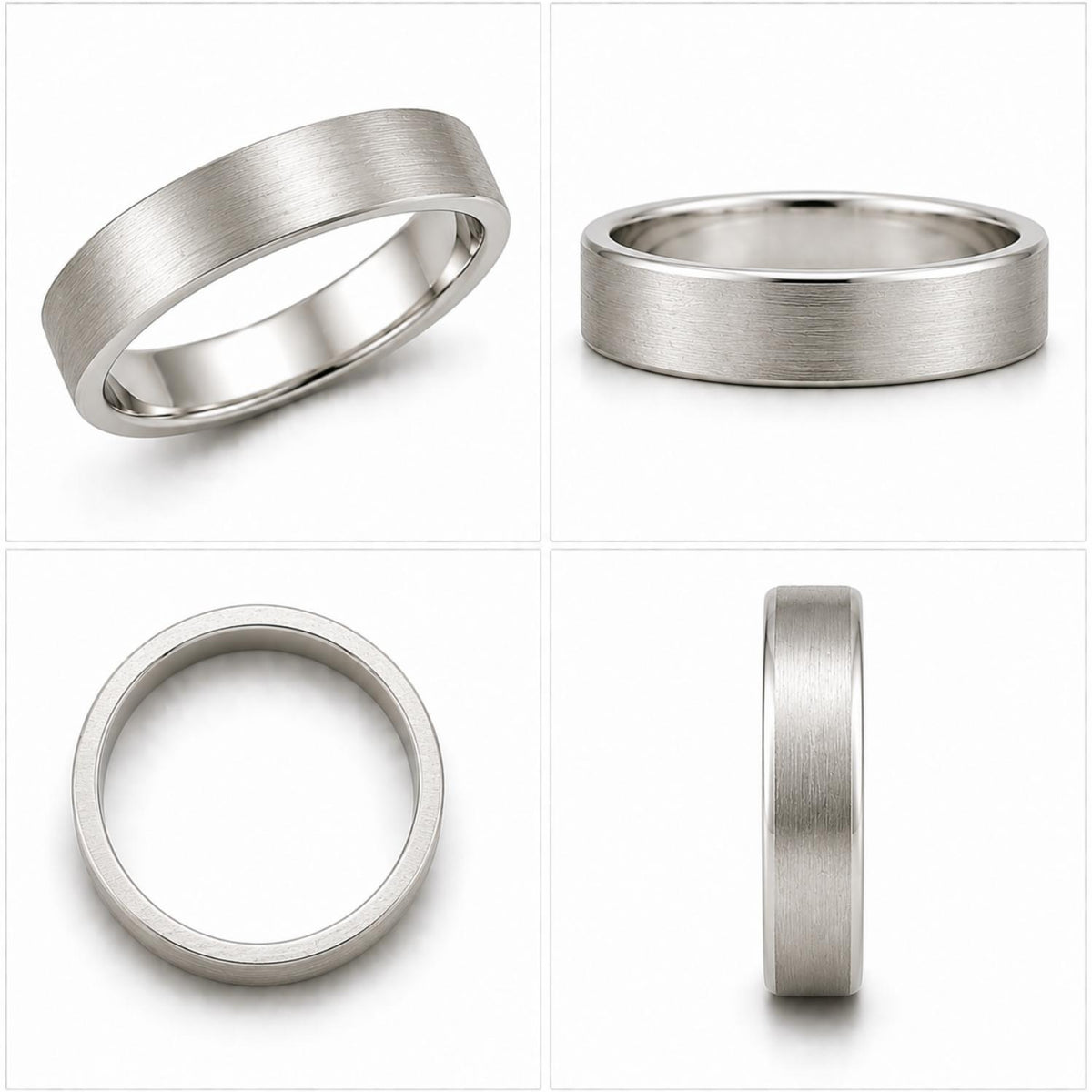925 Sterling Silver Textured Minimalist Brushed Wide Band Ring