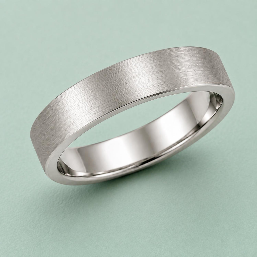 925 Sterling Silver Textured Minimalist Brushed Wide Band Ring