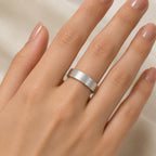 925 Sterling Silver Textured Minimalist Brushed Wide Band Ring