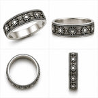 925 Sterling Silver Oxidized Sun Motif Band Ring