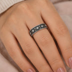925 Sterling Silver Oxidized Sun Motif Band Ring