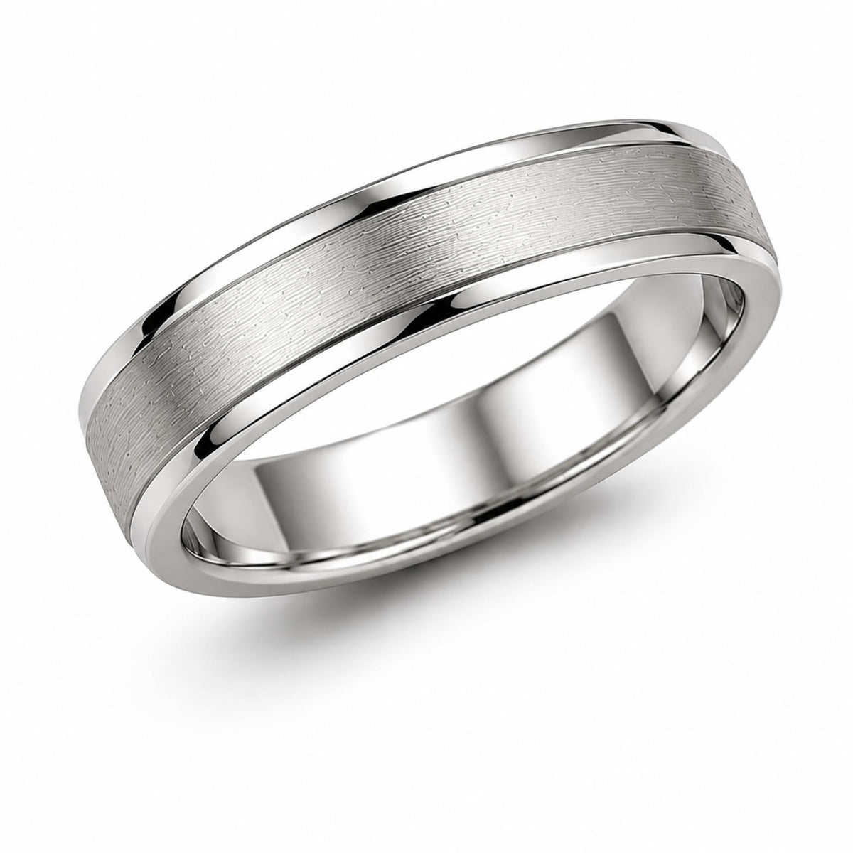 925 Sterling Silver Textured Wide Band Ring