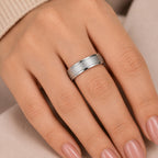 925 Sterling Silver Textured Wide Band Ring