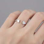 925 Sterling Silver Open Heart Cuff Ring