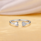 925 Sterling Silver Open Heart Cuff Ring