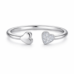 925 Sterling Silver Open Heart Cuff Ring