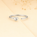925 Sterling Silver Open Heart with Star Cutout Open Cuff Ring