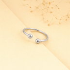 925 Sterling Silver Dual Ball Open Cuff Ring