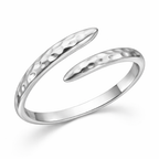 925 Sterling Silver Hammered Open Cuff Ring