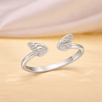 925 Sterling Silver Butterfly Wing Open Cuff Ring