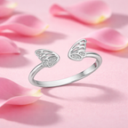 925 Sterling Silver Butterfly Wing Open Cuff Ring