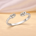 925 Sterling Silver Double Knot Open Cuff Ring