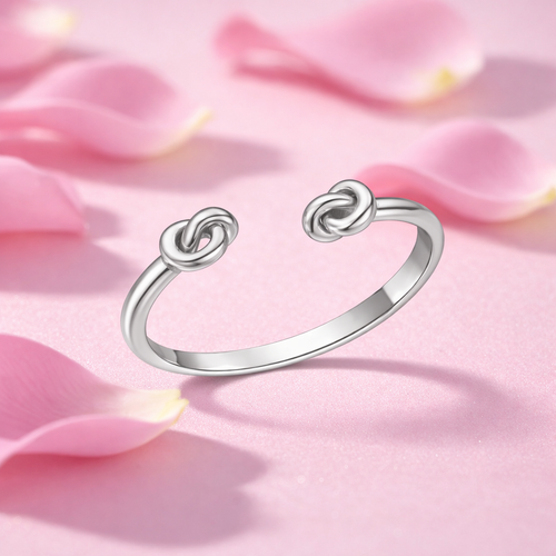 925 Sterling Silver Double Knot Open Cuff Ring