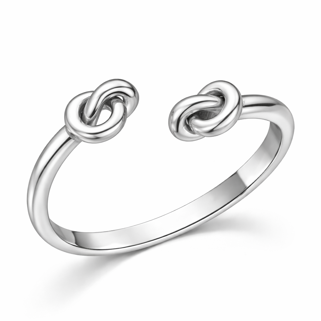 925 Sterling Silver Double Knot Open Cuff Ring