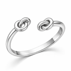 925 Sterling Silver Double Knot Open Cuff Ring