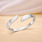 925 Sterling Silver Minimal Asymmetrical Open Cuff Ring