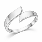 925 Sterling Silver Minimal Asymmetrical Open Cuff Ring