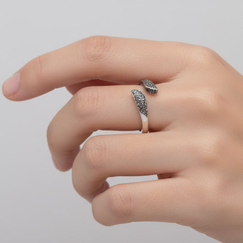 925 Sterling Silver Hammered Textured Open Cuff Ring