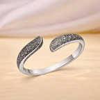 925 Sterling Silver Hammered Textured Open Cuff Ring