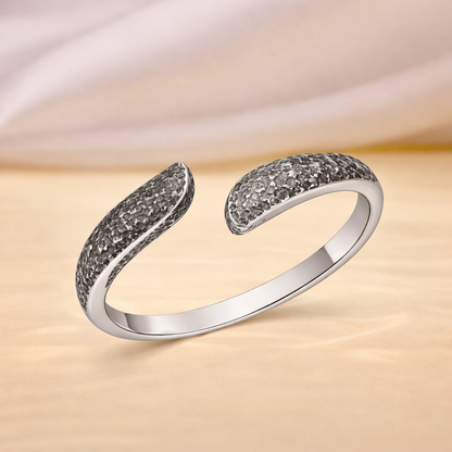 Tapered Hammered Open Cuff Ring – 925 Sterling Silver