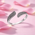 925 Sterling Silver Hammered Textured Open Cuff Ring