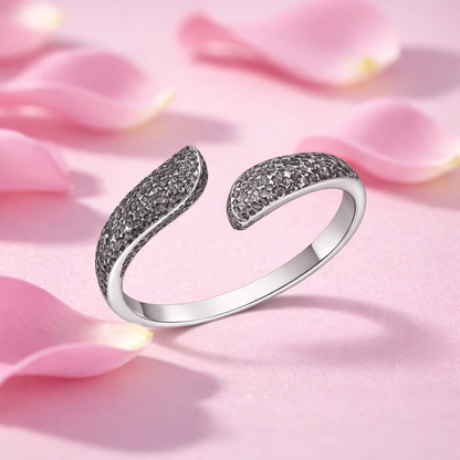 Tapered Hammered Open Cuff Ring – 925 Sterling Silver