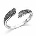 Tapered Hammered Open Cuff Ring – 925 Sterling Silver