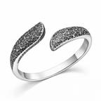 925 Sterling Silver Hammered Textured Open Cuff Ring