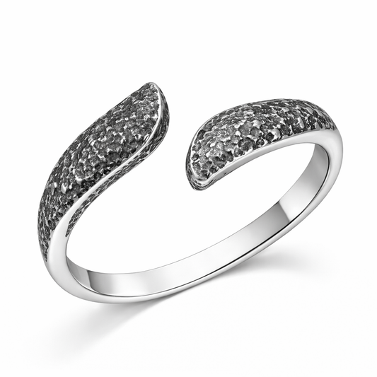 Tapered Hammered Open Cuff Ring – 925 Sterling Silver