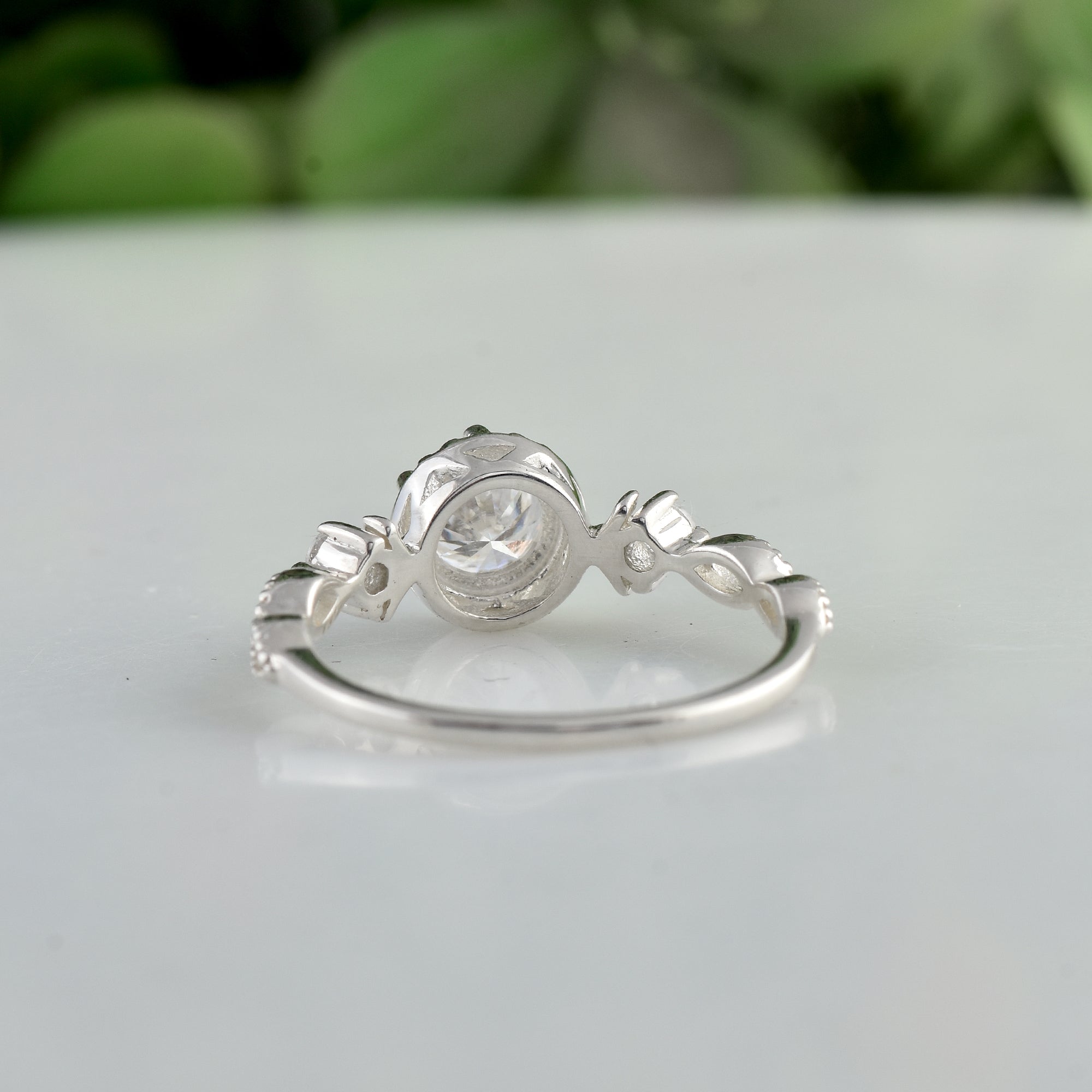 5mm Round White Topaz Vintage Halo Engagement Ring 925 Sterling Silver