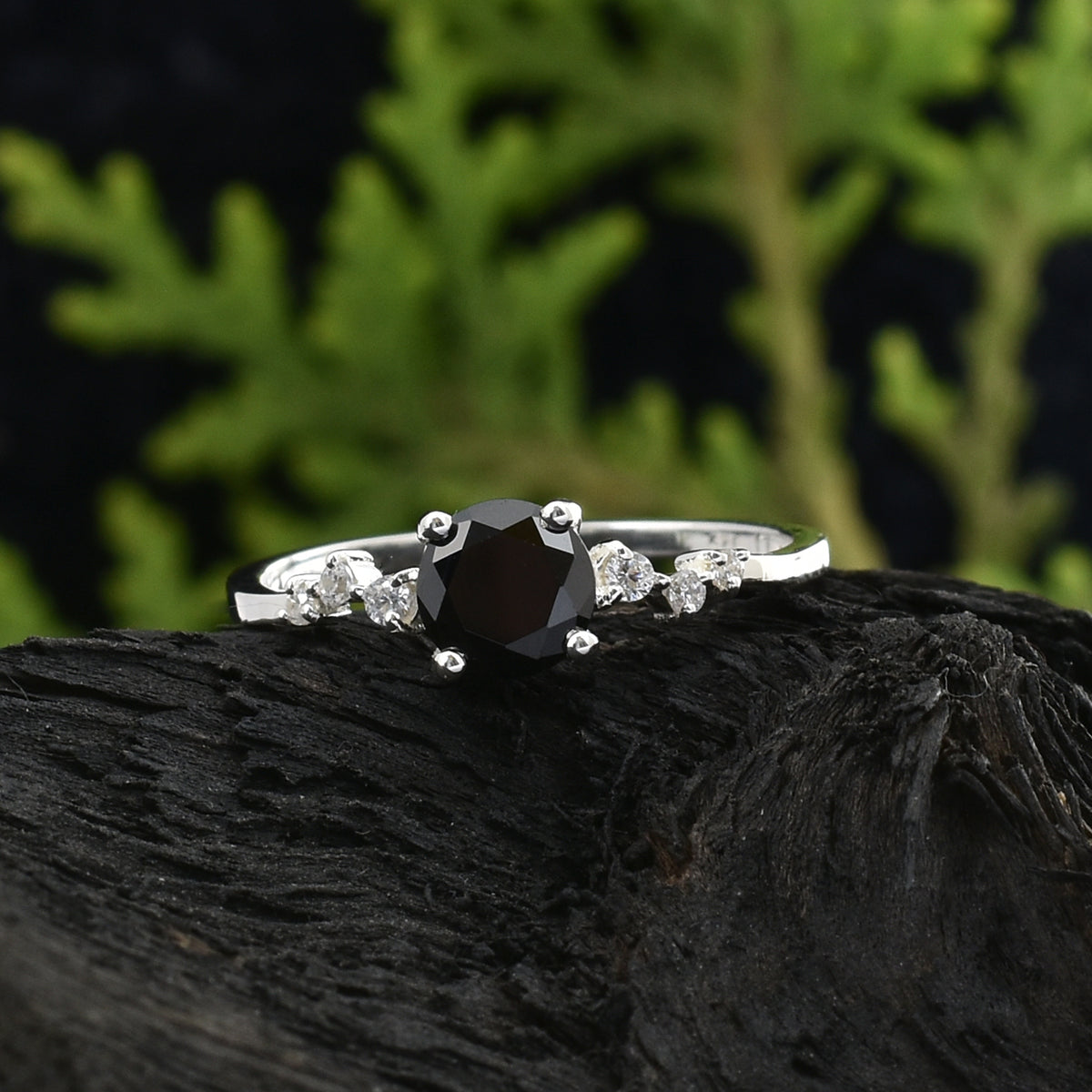 Black Spinel Solitaire Ring – 925 Sterling Silver