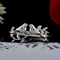 925 Sterling Silver Minimalist Couple Bird Birds Ring