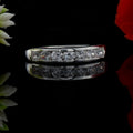 White Topaz Channel Set Half Eternity Band Ring 925 Sterling Silver