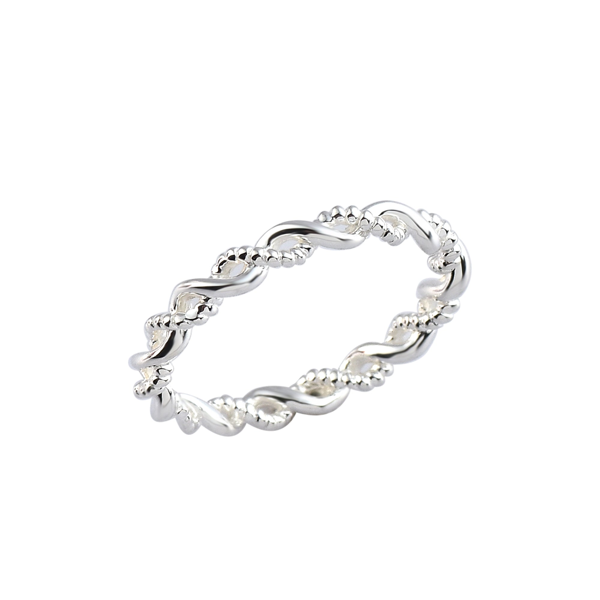 Minimalist Twisted Rope Ring 925 Sterling Silver
