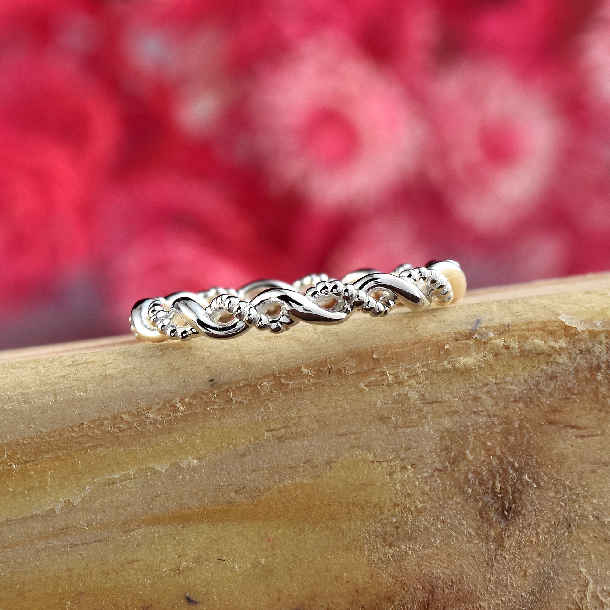 Minimalist Twisted Rope Ring 925 Sterling Silver