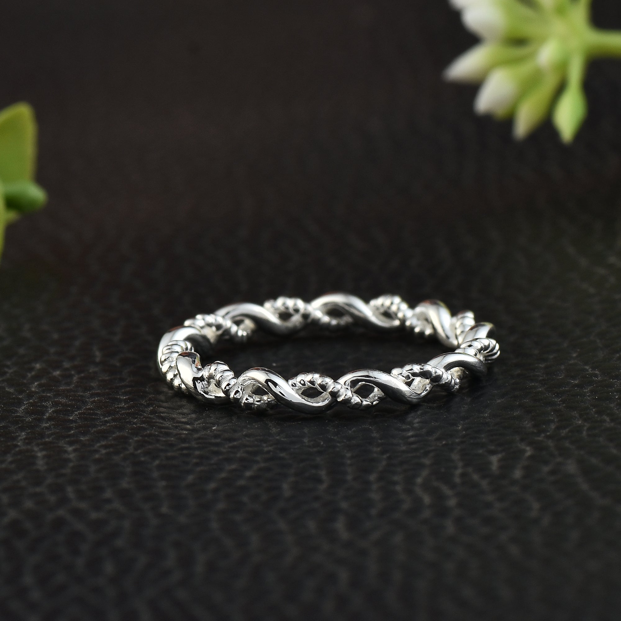 Minimalist Twisted Rope Ring 925 Sterling Silver