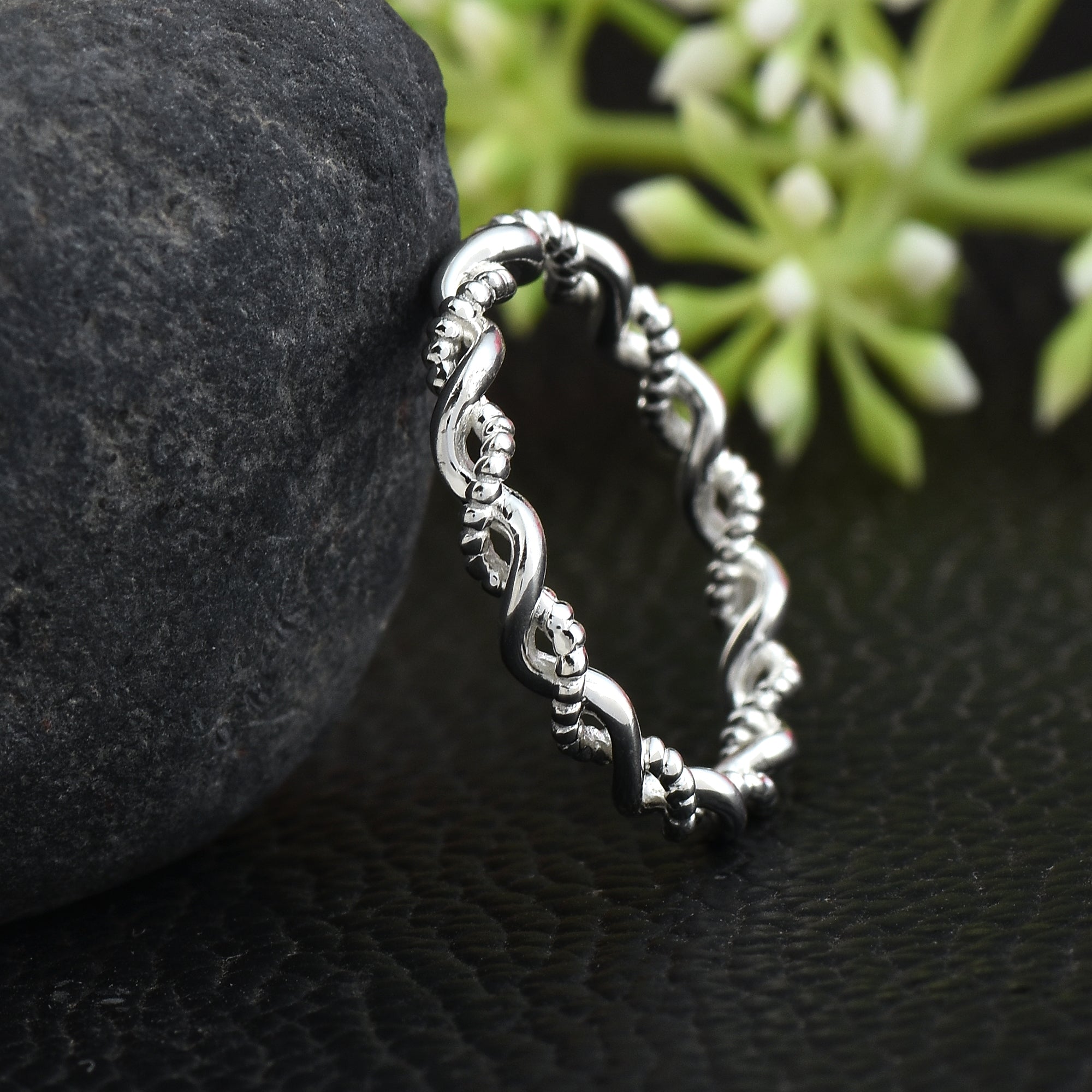 Minimalist Twisted Rope Ring 925 Sterling Silver