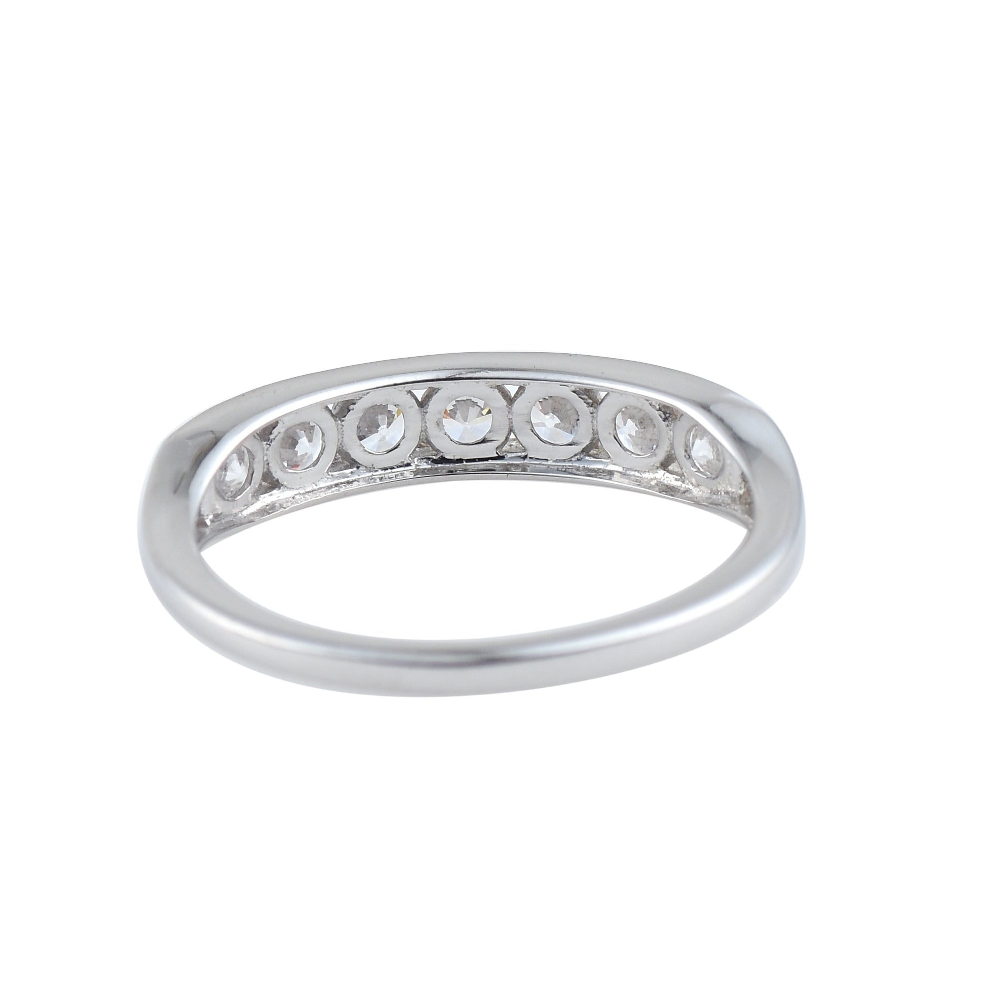 Round Aquamarine Half Eternity Band Ring in 925 Sterling Silver